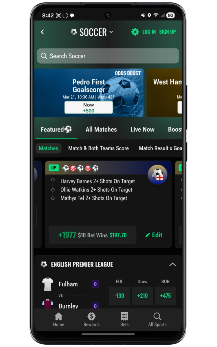 Caesars Sportsbook Featured Soccer Matches