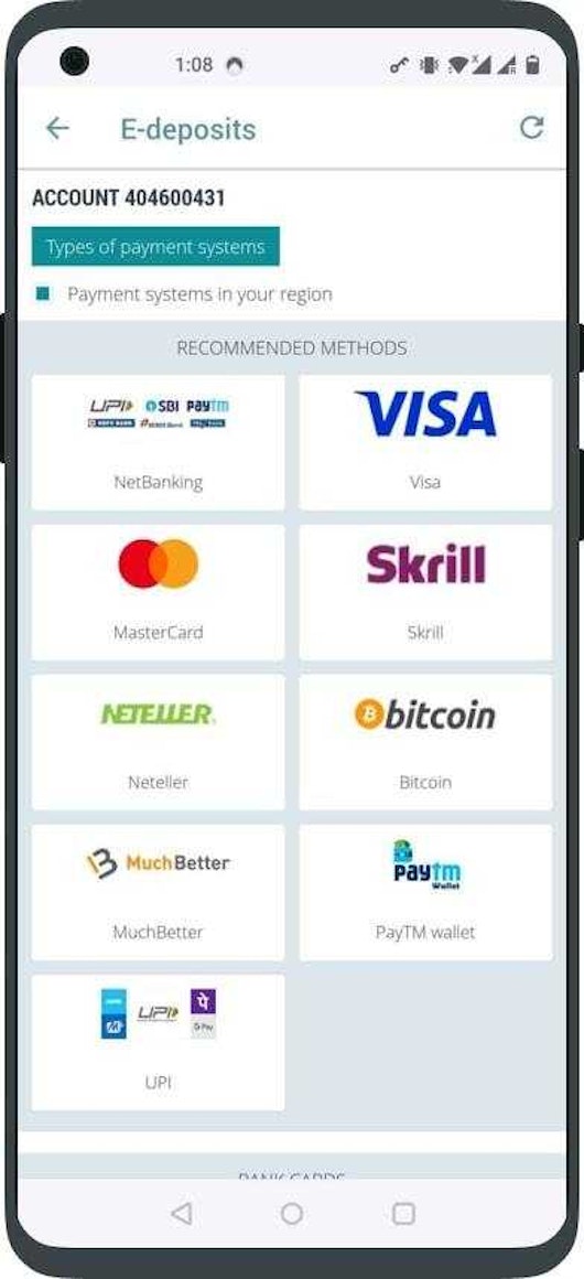 22bet deposit methods