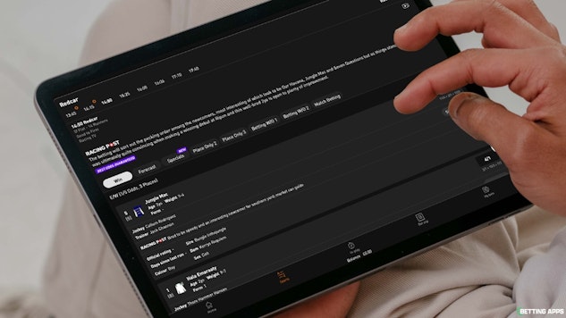 An i Pad showing Racing Post runner data in Live Score Bet app