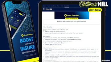 An iphone and an ipad showing the acaa freedom promo from William Hill