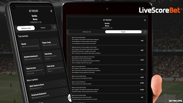 Bet builder in the Live Score Bet app