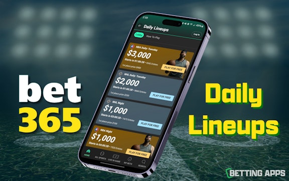 Bet365 daily lineups screen on phone
