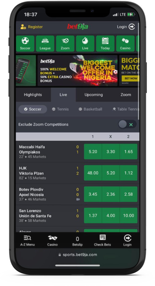 Bet9ja App Live Betting