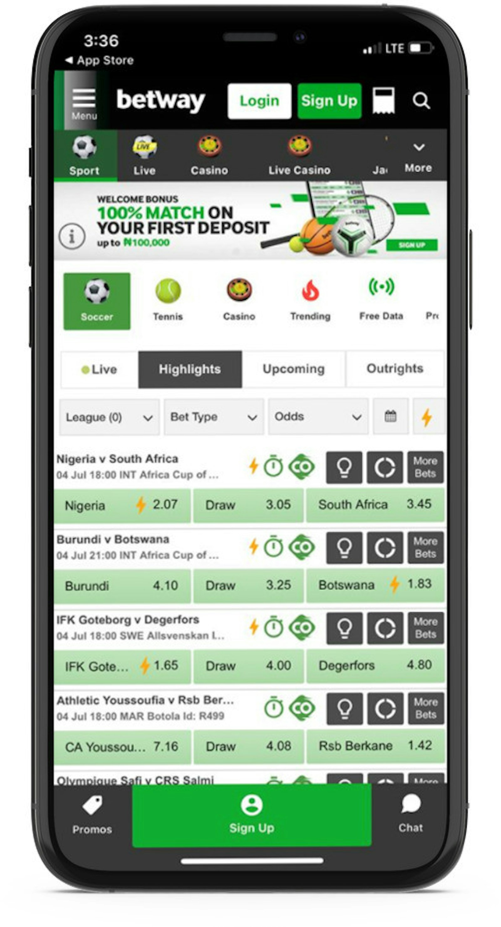 Betway App Home