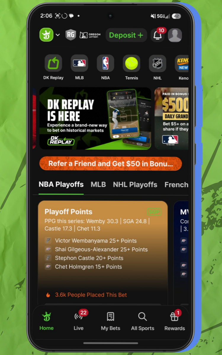 DraftKings Sportsbook Mobile Experience
