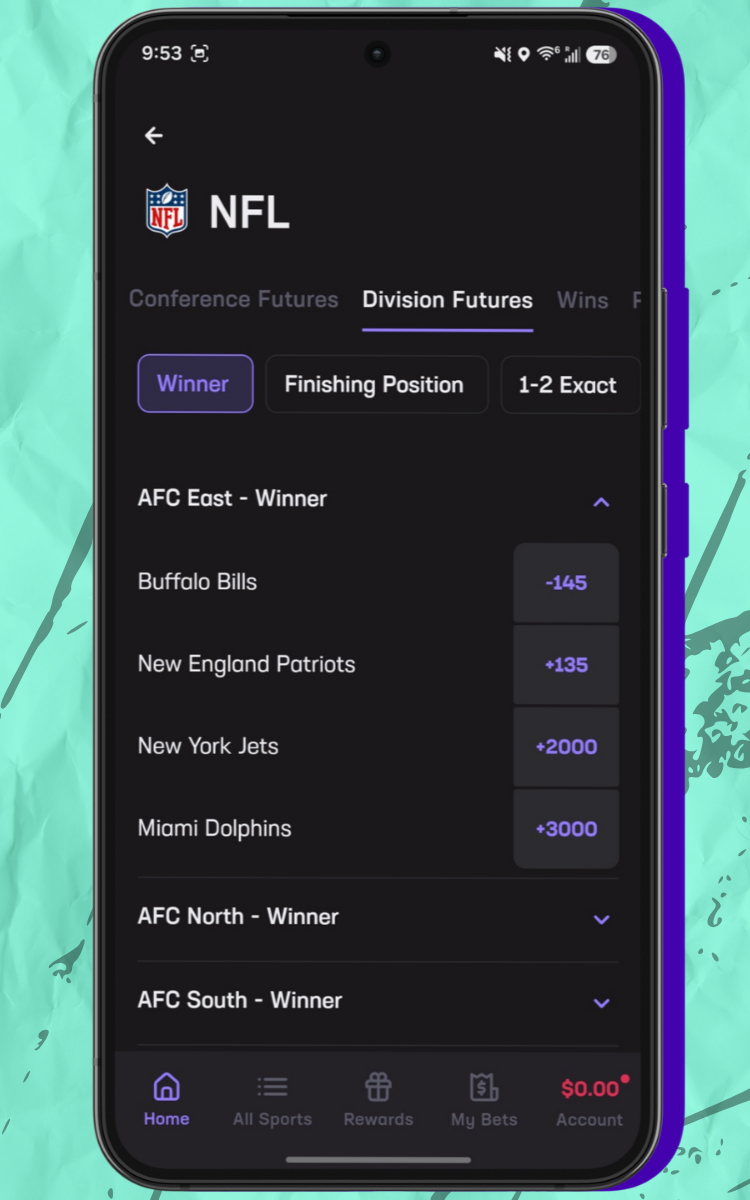 Hard Rock Bet NFL Division Futures