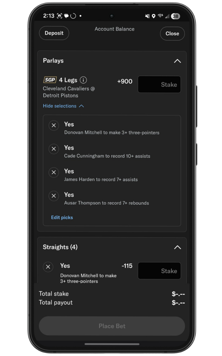 BetMGM SGP betslip