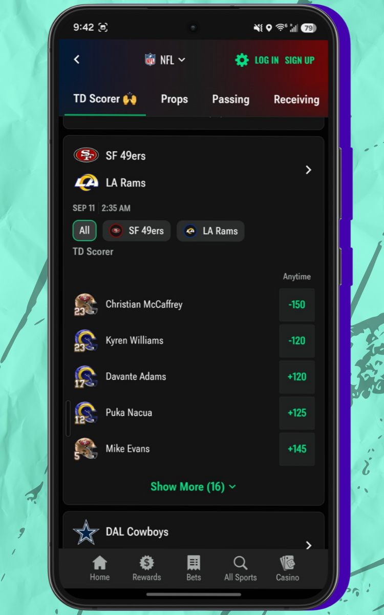 Caesars Sportsbook NFL TD Scorers