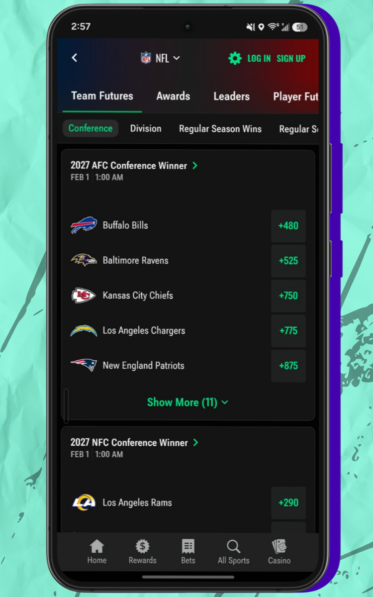 Caesars Sportsbook NFL Team Futures