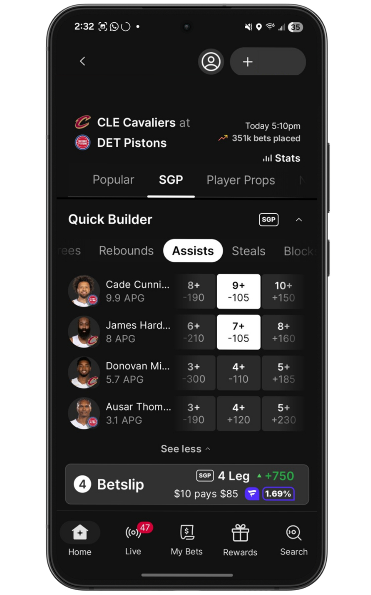 Fanatics Sportsbook SGP building
