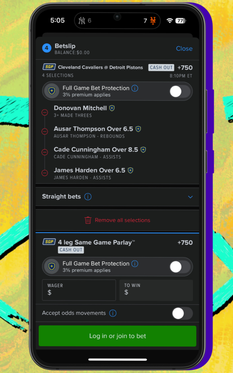 FanDuel Sportsbook SGP betslip
