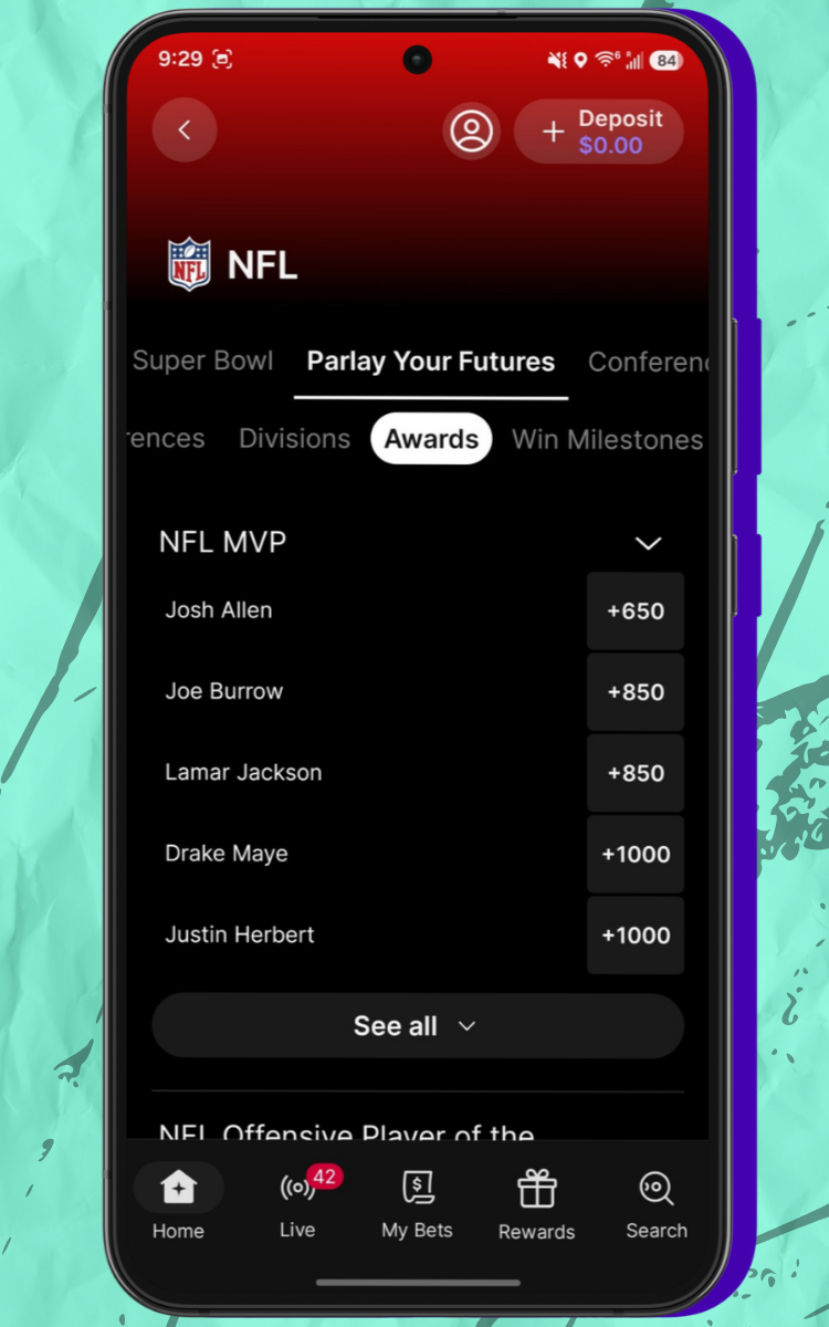 Fanatics Sportsbook NFL MVP Markets