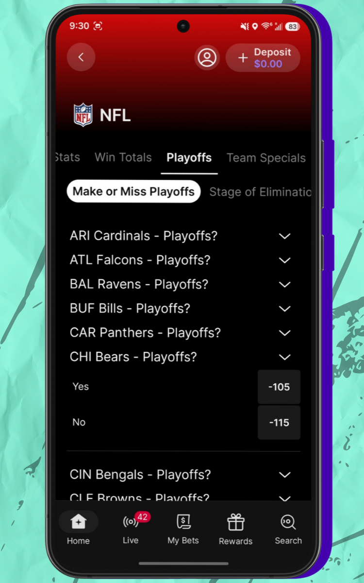 Fanatics Sportsbook NFL Playoff Markets