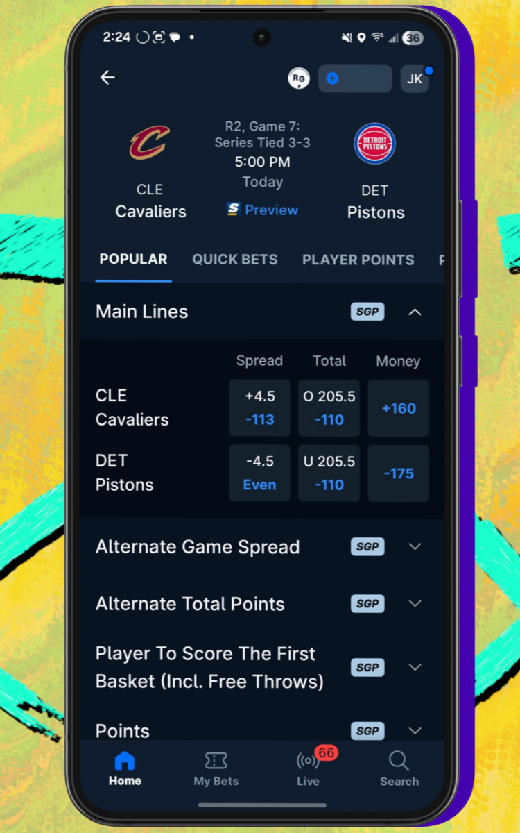 theScoreBet SGP home screen