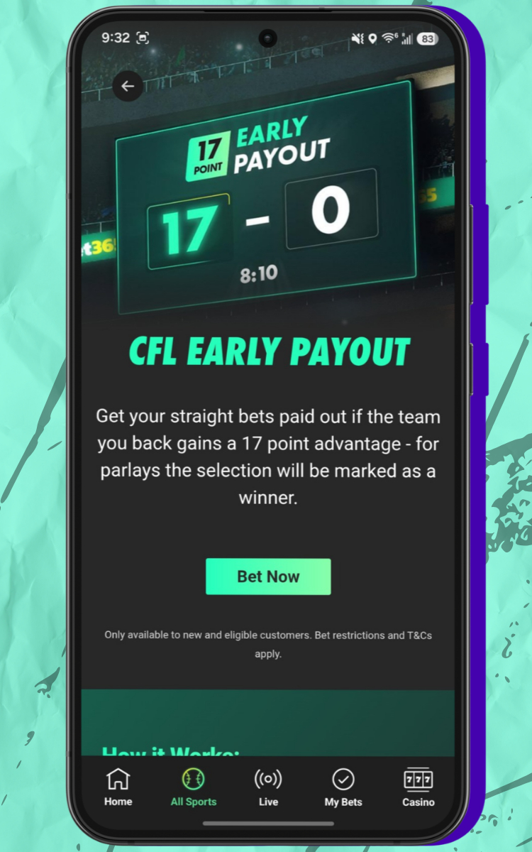 Bet365 Football Early Payout (odds accurate at time of posting)