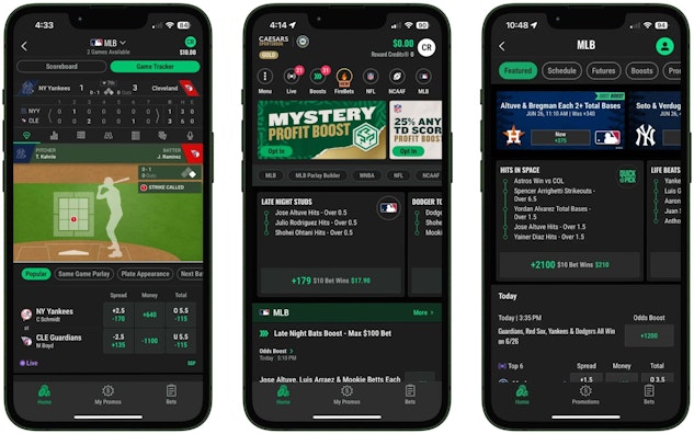 Caesars betting app baseball mockup