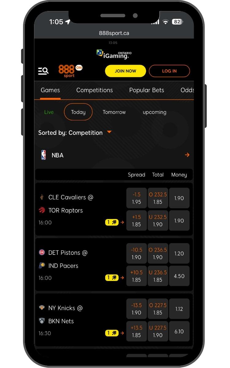 'Live' tab shows you all of the live events at the moment