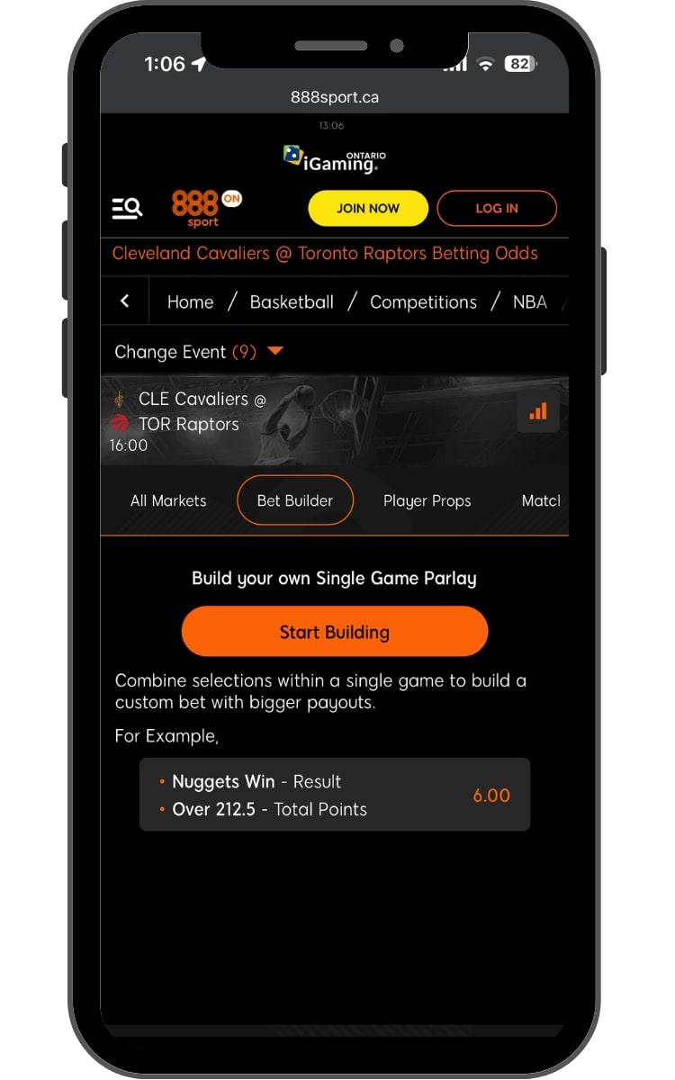 Combine props with the bet builder tool