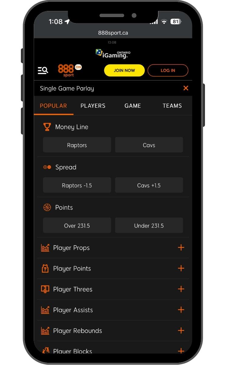 Sorted props for easy same game parlay building