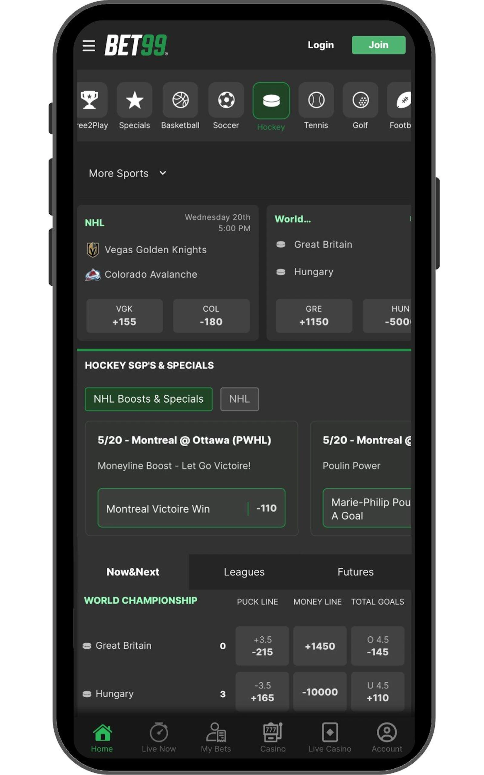Bet99 Mobile interface for review 2 1