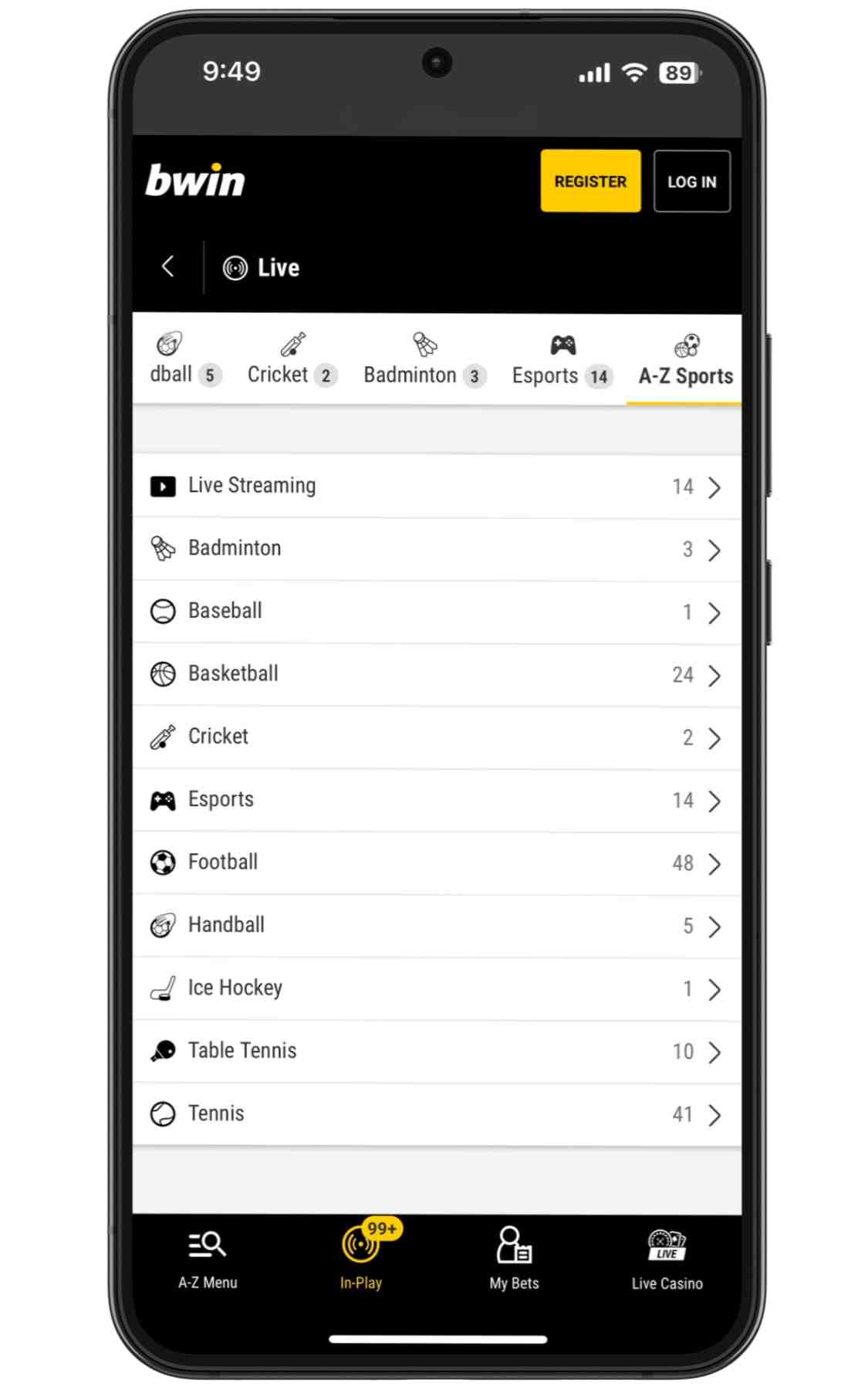 Wide variety of betting markets