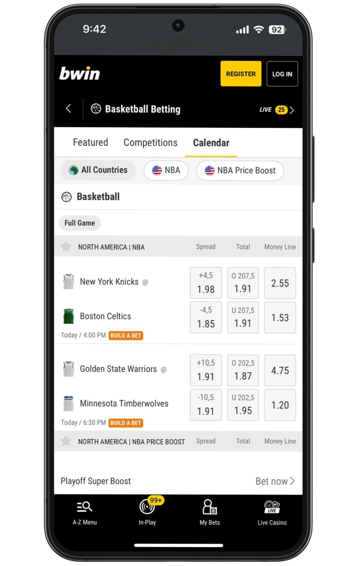 Easy to find popular events and matchups
