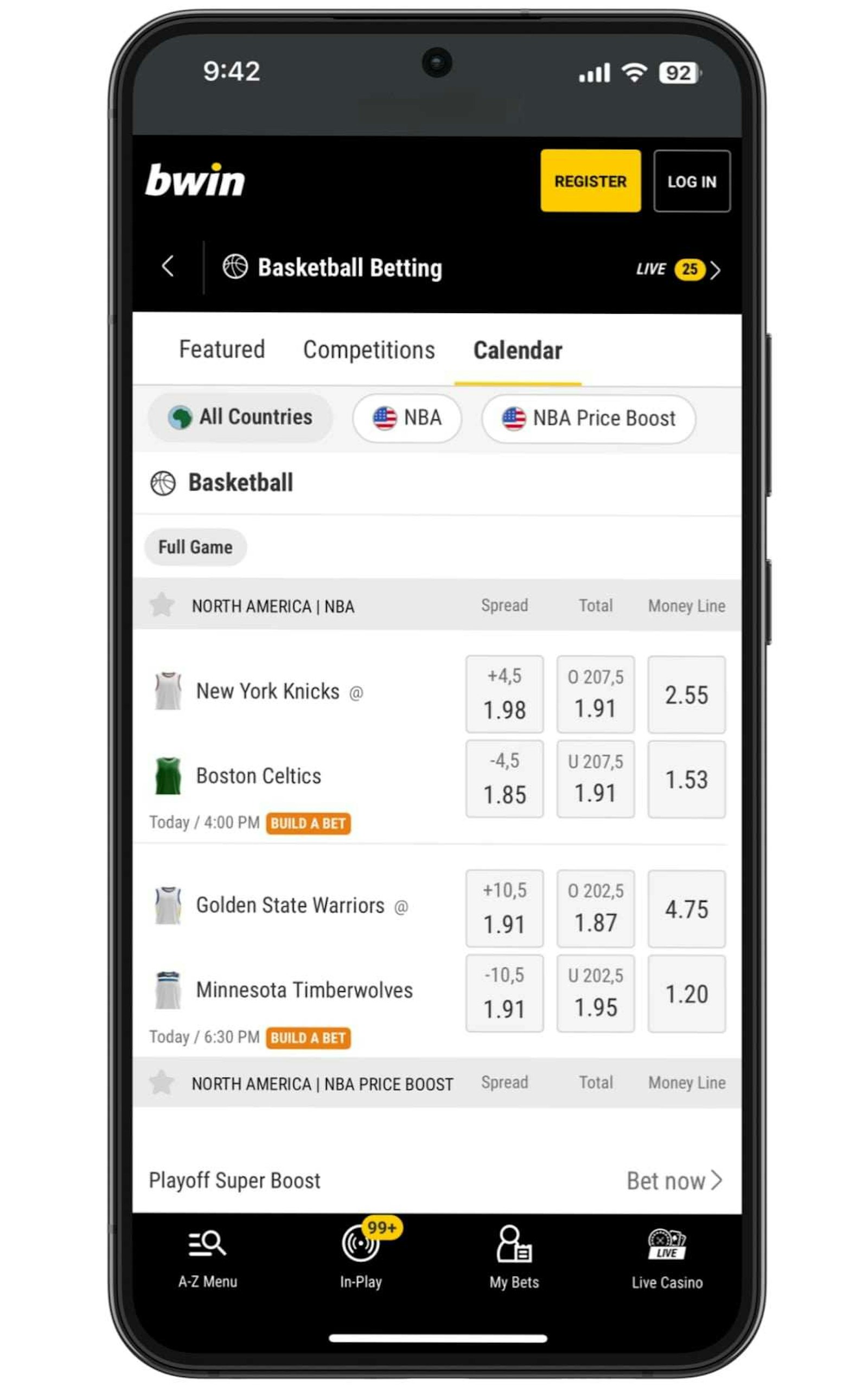 Easy to find popular events and matchups