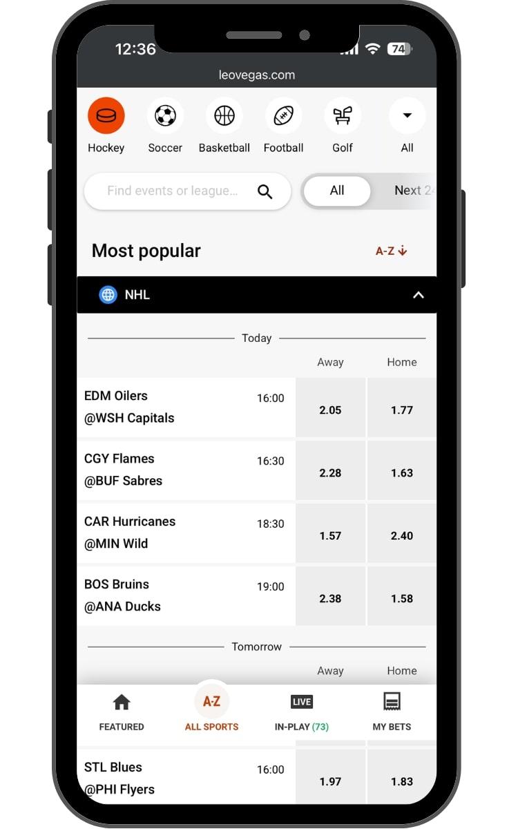 Featured markets are sorted for easy navigation