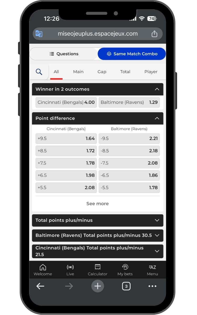 Build same game parlays with the bet builder tool