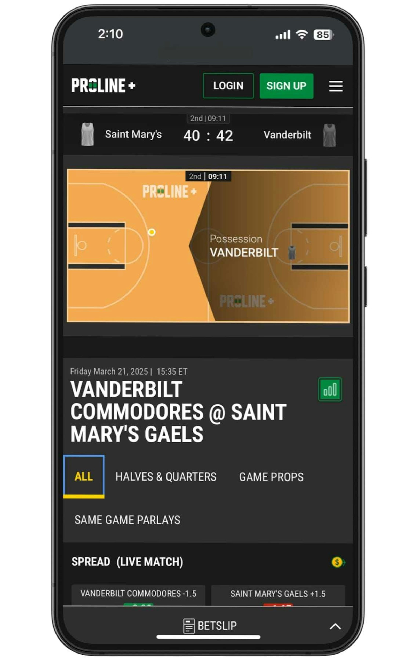 Proline game tracker