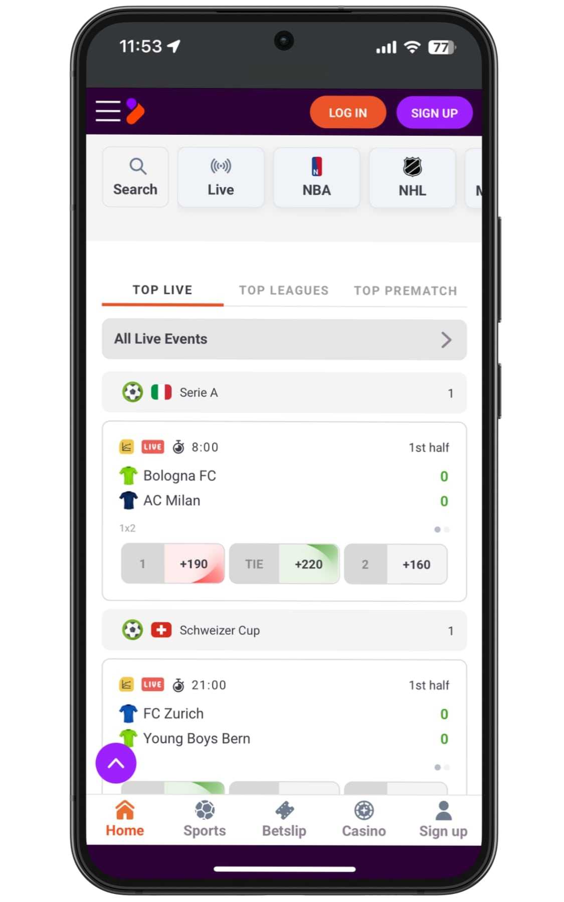 Tony Bet app review screenshot live