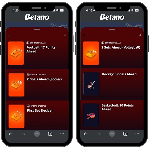 Betano earlypayout screenshot mockups