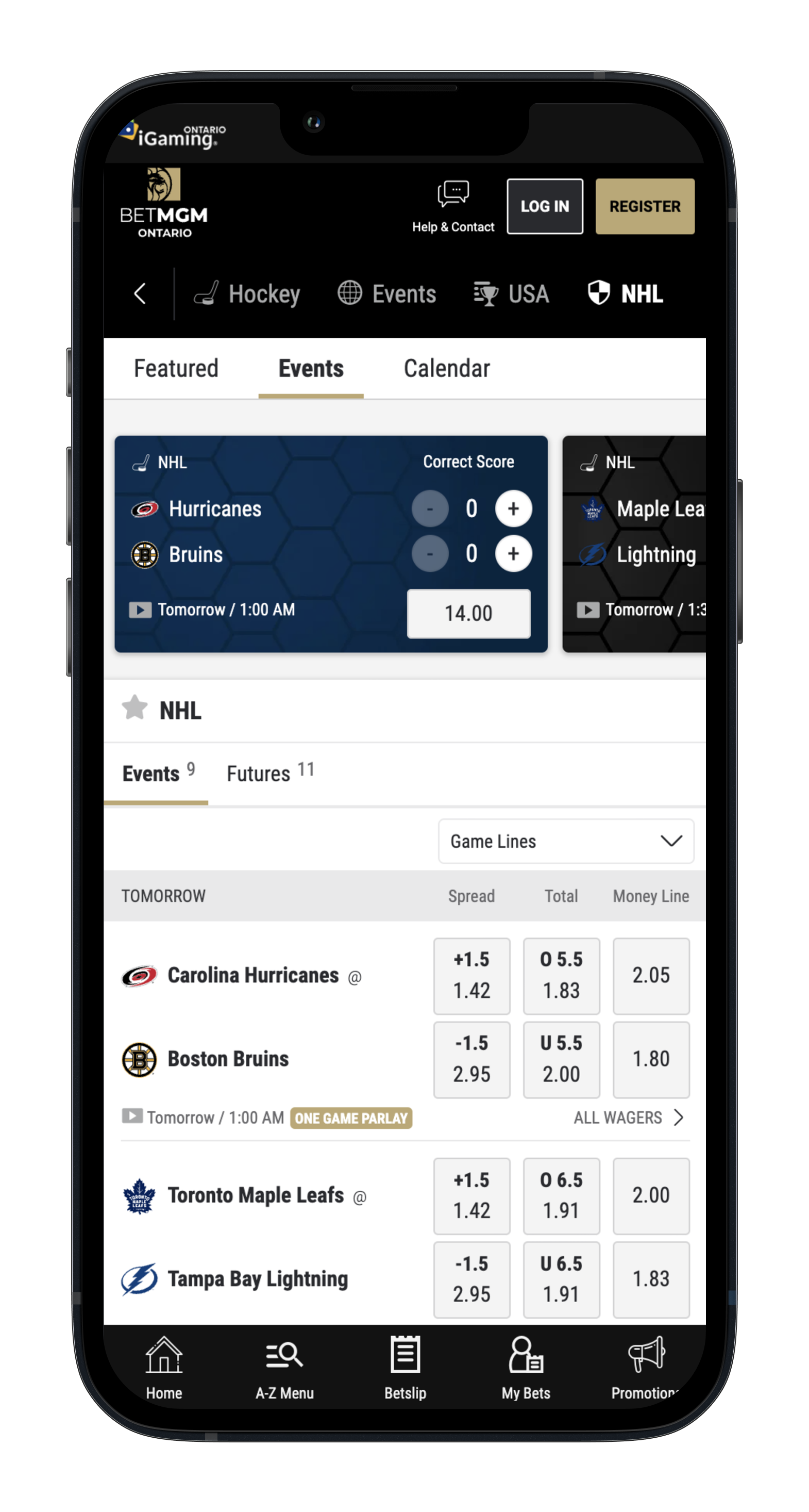 BetMGM Ontario NHL betting