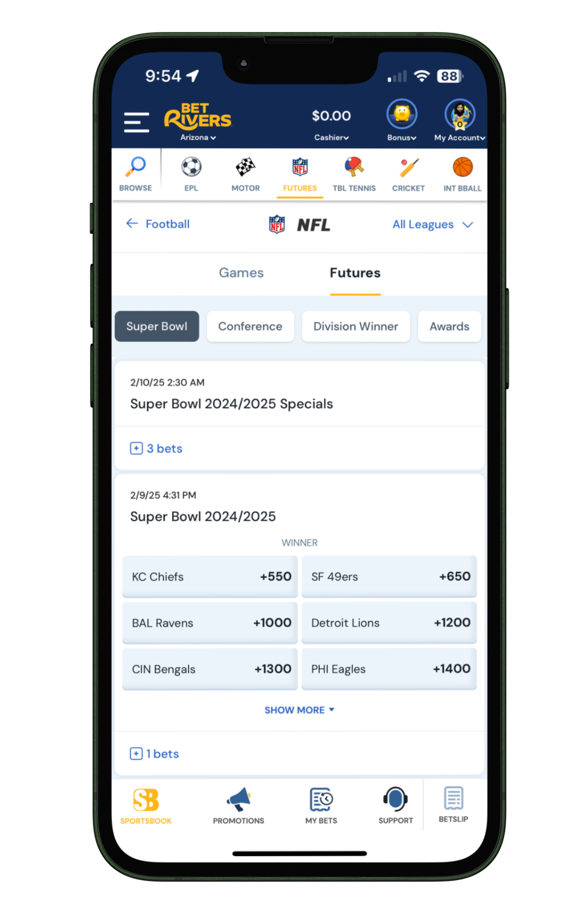 BetRivers App NFL