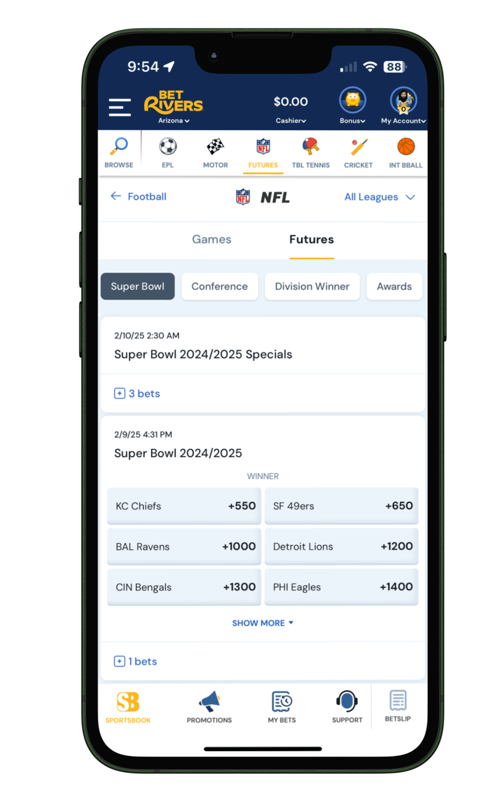 BetRivers App NFL