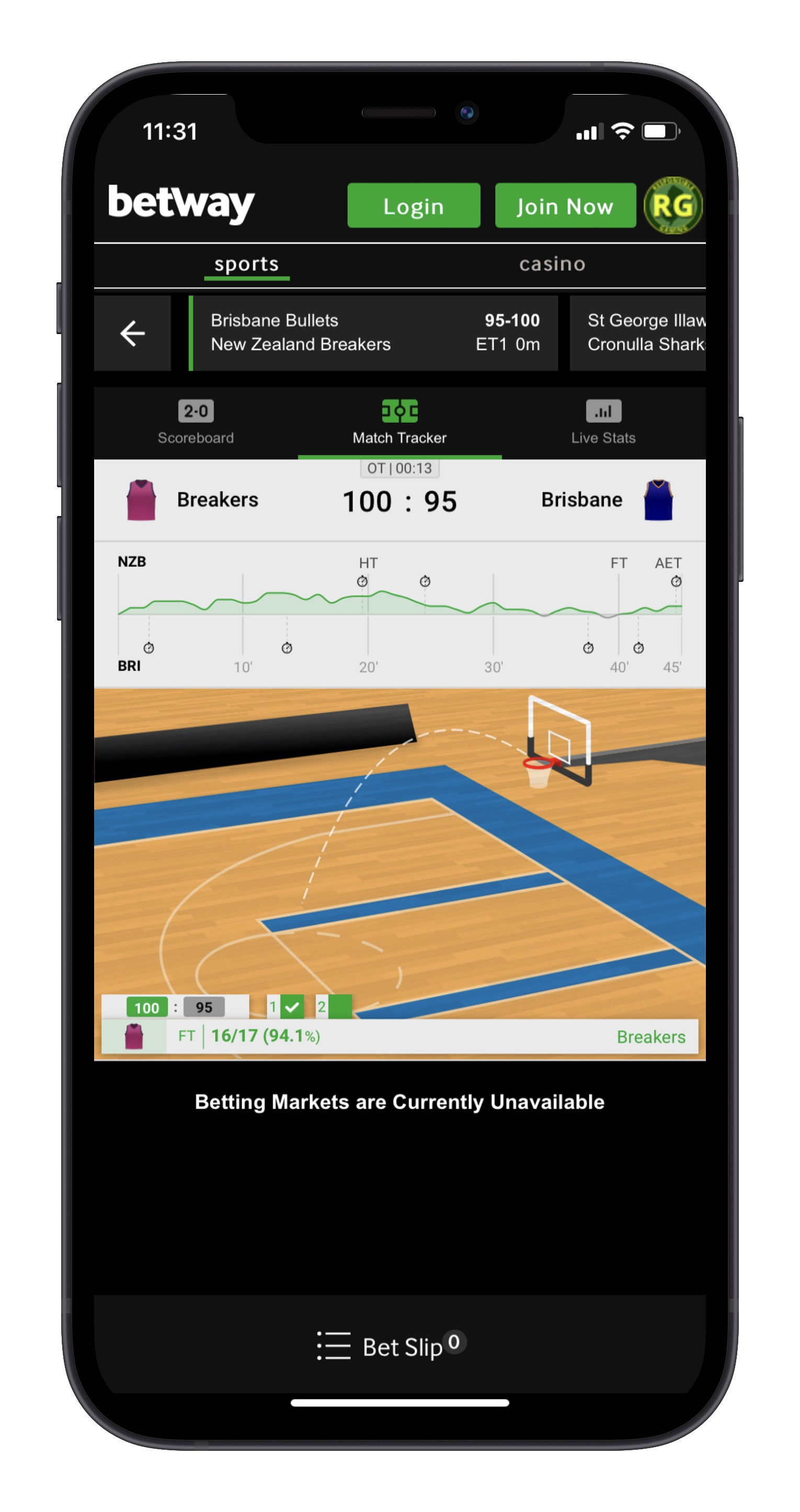 Betway app live betting