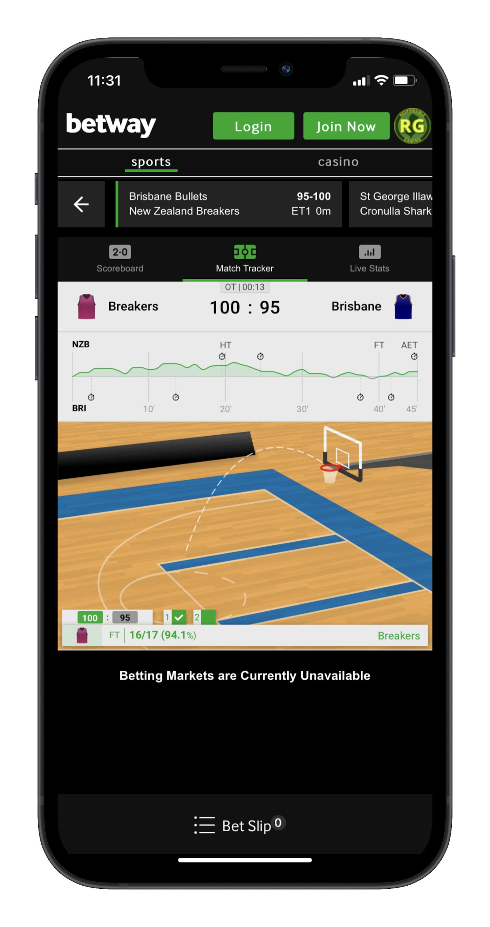 Betway app live betting