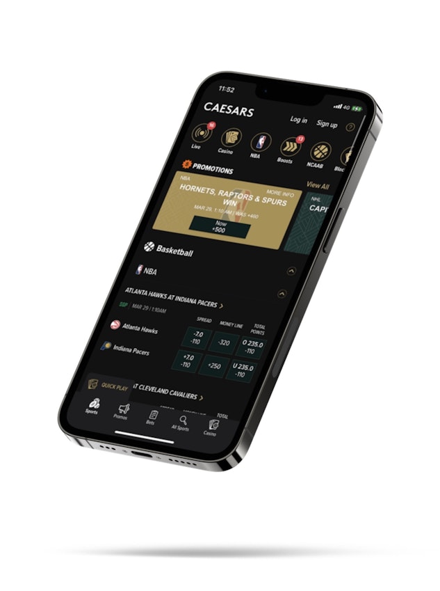 Caesars Sportsbook App Mockup tilted
