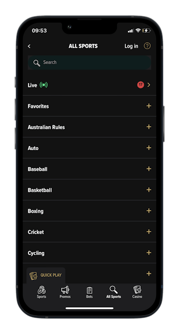 Caesars Sportsbook Sports Offered iPhone Mockup