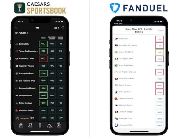 Caesars vs Fan Duel NFL Odds Apps