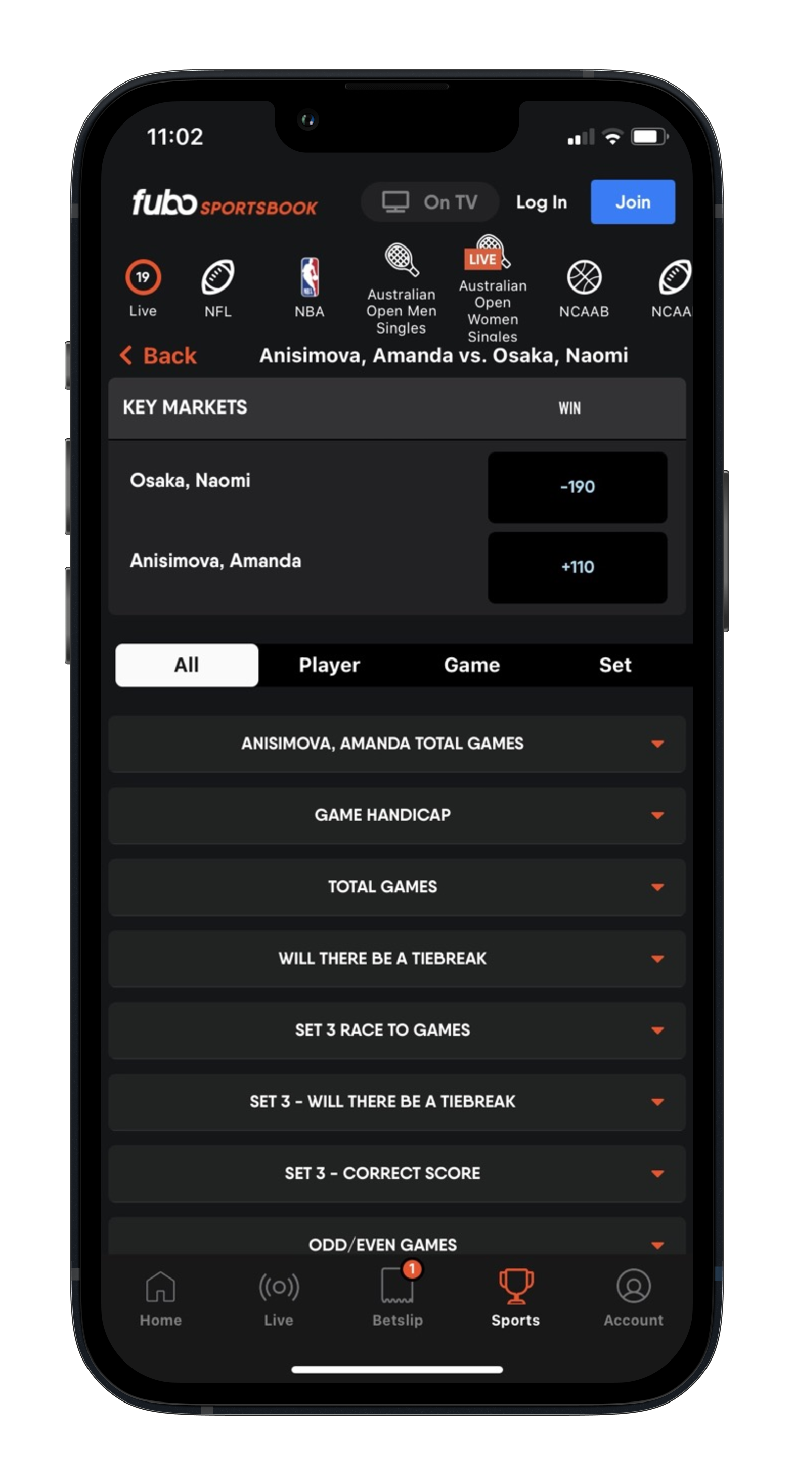 Fubo Sportsbook App Wager Types iphone13