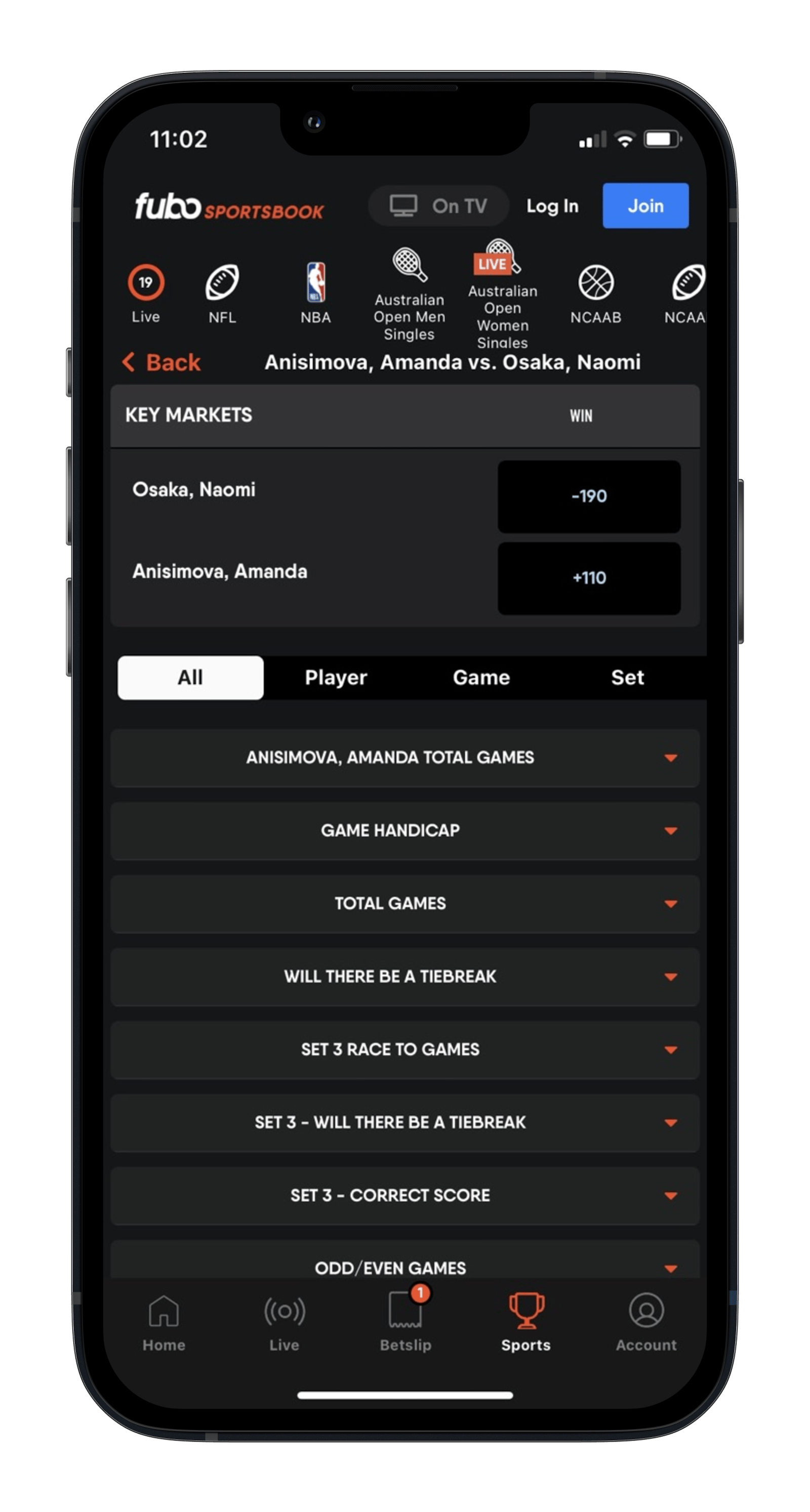 Fubo Sportsbook App Wager Types iphone13
