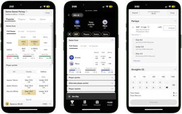 Bet MGM parlay betting apps three phone mock up