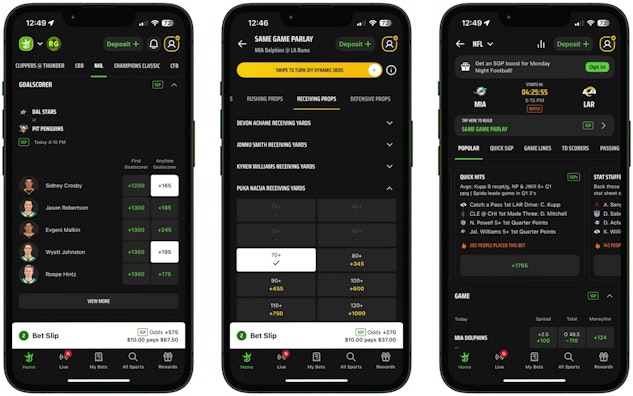 Draft Kings parlay betting apps three phone mock up