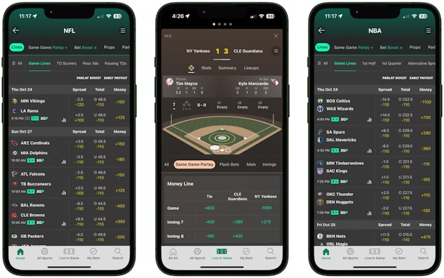 iPhone betting app Bet365 trio mockup
