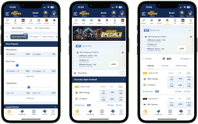 iPhone betting app Bet Rivers trio mockup