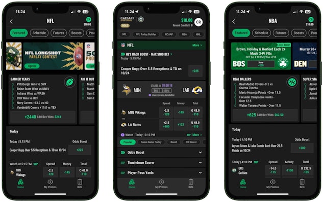 iPhone betting app Caesars trio mockup