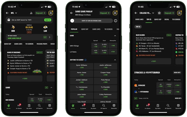 iPhone betting app Draft Kings trio mockup