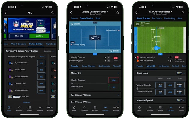 iPhone betting app Fan Duel trio mockup