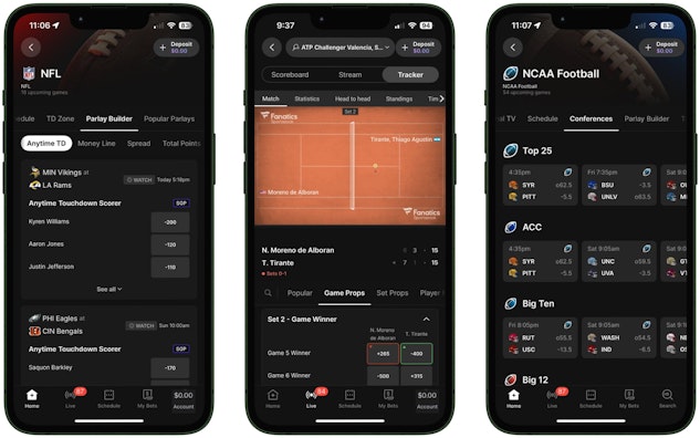 iPhone betting app Fanatics trio mockup